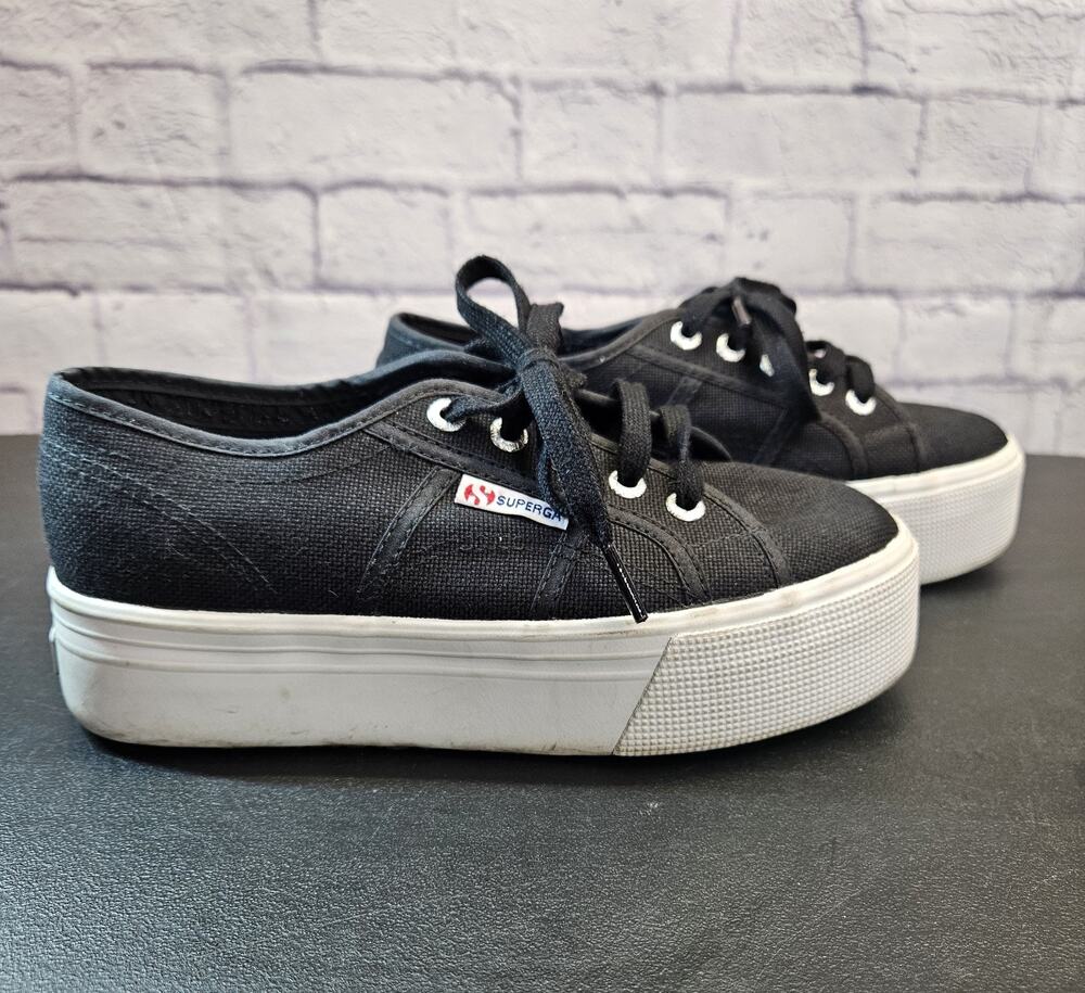 Superga Children's Teen Black Platform Sneaker Size US 4.5, EU 36, EUC